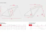 Schemat geometrii ramy roweru Peak 29 Carbon z wymiarami: REACH, STACK, TT, WB. Tabela pokazuje rozmiar ramy roweru i dopasowanie do wzrostu.