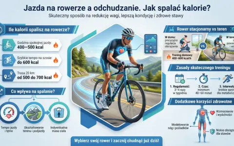 Rowerzysta na malowniczej trasze. Godzina jazdy na rowerze spala 400-700 kcal, zależnie od tempa i terenu.