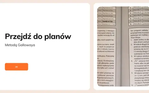 Przejdź do planów treningowych metodą Gallowaya. Tabela zawiera propozycje biegów i marszów.