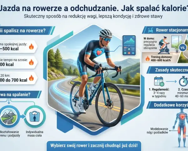 Rowerzysta na malowniczej trasze. Godzina jazdy na rowerze spala 400-700 kcal, zależnie od tempa i terenu.