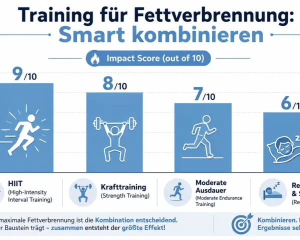 Wykres pokazuje, jak podkręcić metabolizm na maxa: HIIT (9/10), trening siłowy (8/10), umiarkowana wytrzymałość (7/10) i regeneracja ze snem (6/10).