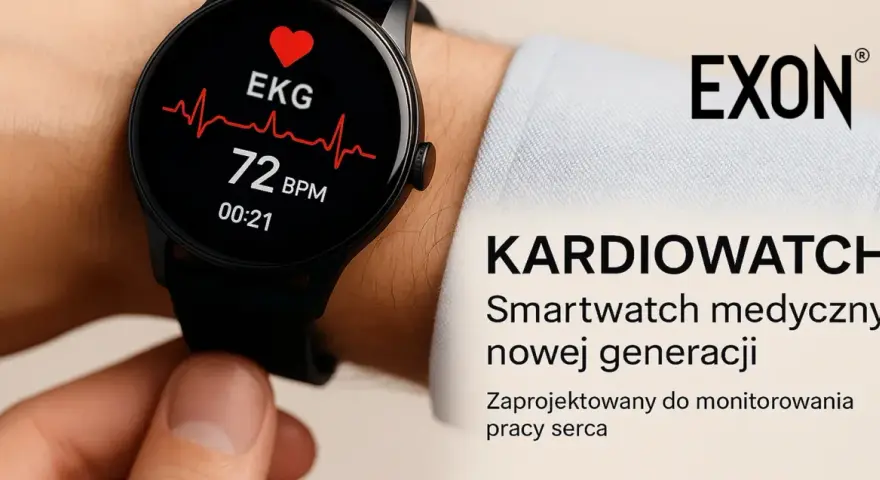Smartwatch EXON z funkcją EKG i pomiarem tętna. Idealny do monitorowania pracy serca, a także do śledzenia cyklu menstruacyjnego.